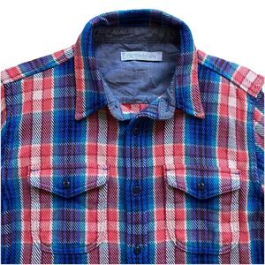 Outerknown Blanket Shirt Blue Plaid Flannel Small Overshirt Cotton